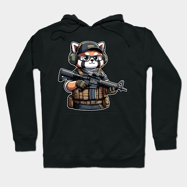 Tactical Tanuki Hoodie by Rawlifegraphic